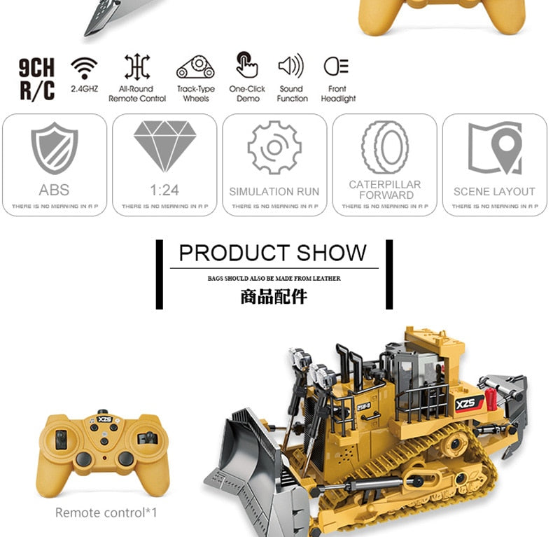 Remote Control Bulldozer - 1:24 Scale