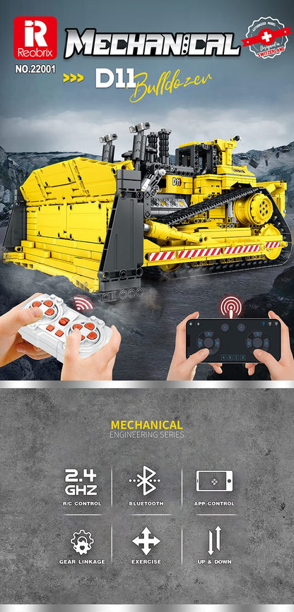 Reobrix 22001 Mechanical D11 Bulldozer RC Car APP Remote Control