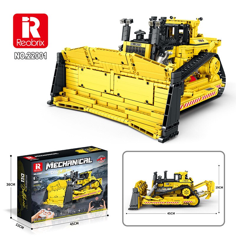 Reobrix 22001 Mechanical D11 Bulldozer RC Car APP Remote Control