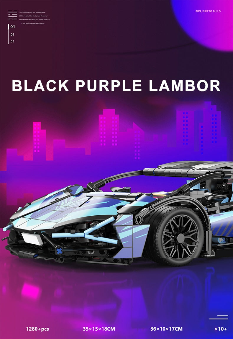 Technical Model Black Purple Lamborghinised Sian Sport Car